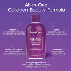 Close up of Rejuvicare label detailing collagen and elastin ingredients