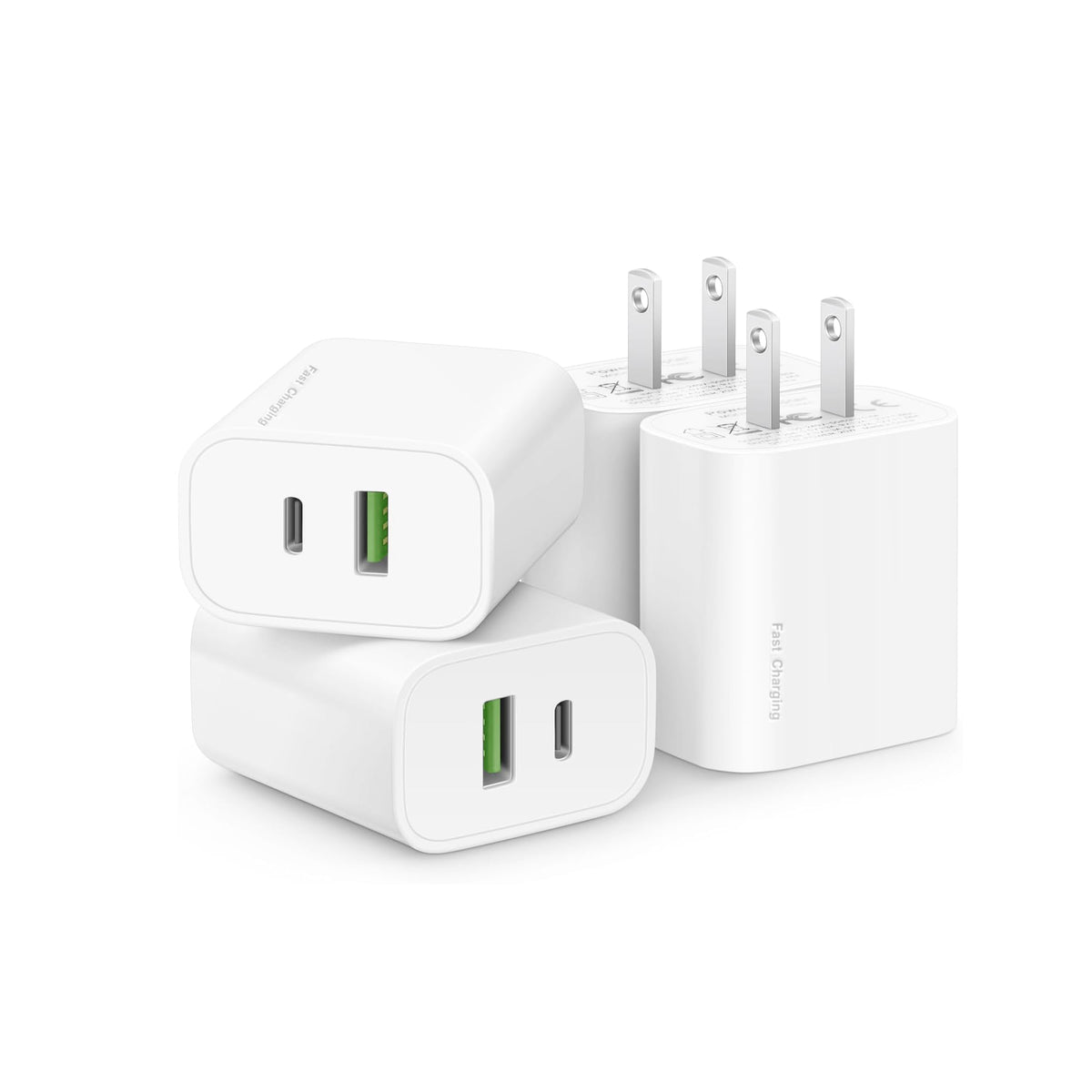 REKNA 4-pack USB-C charger block in a pack shot for versatile charging