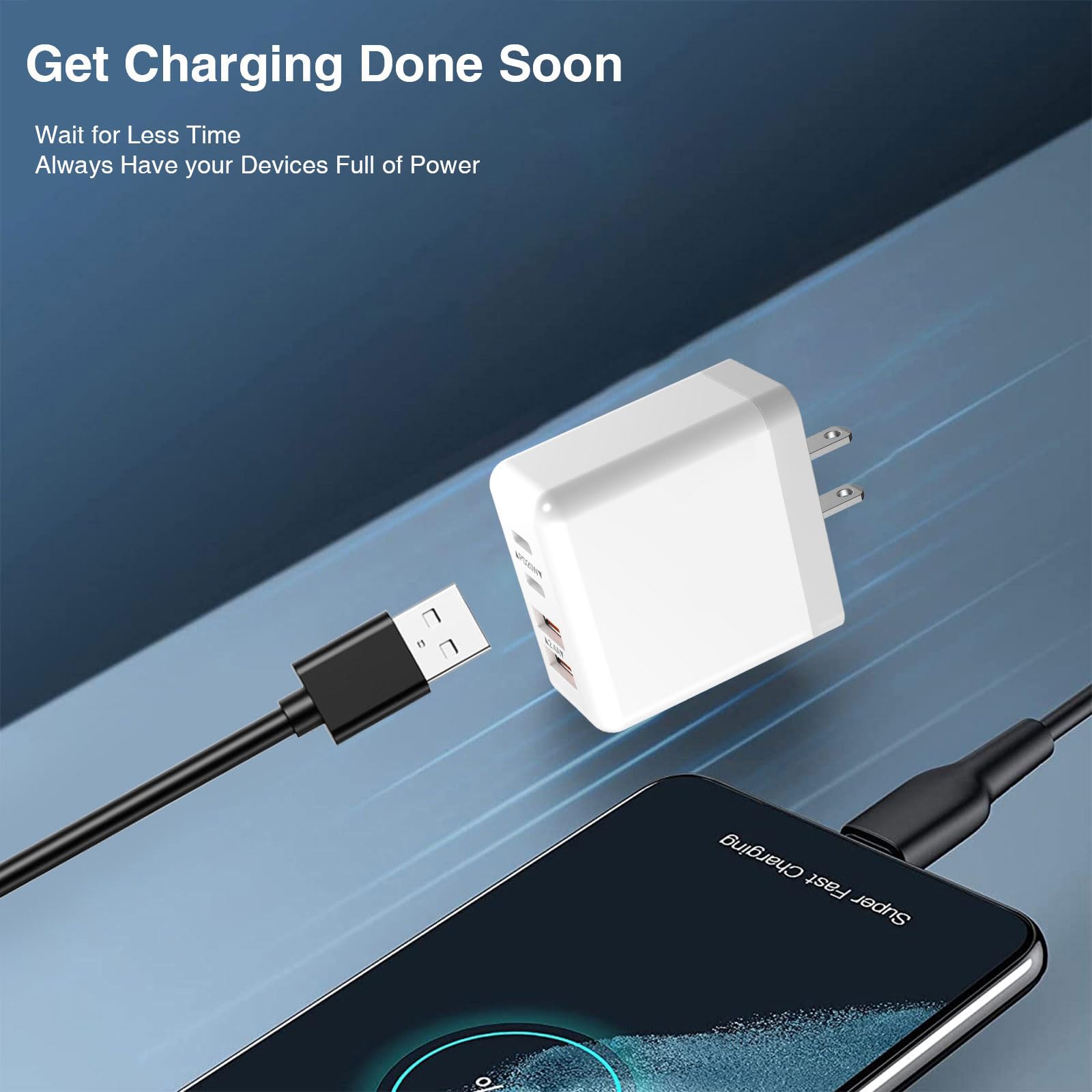 REKNA 40W USB-C Wall Charger front view with safety materials for durability