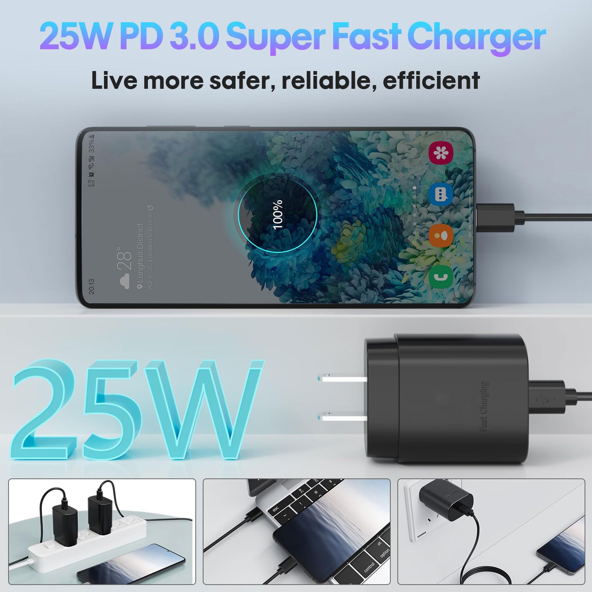 REKNA charger with safeguards protecting against short circuits and overcharging