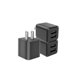 REKNA dual-port USB wall charger front view, fast charging two devices at once.