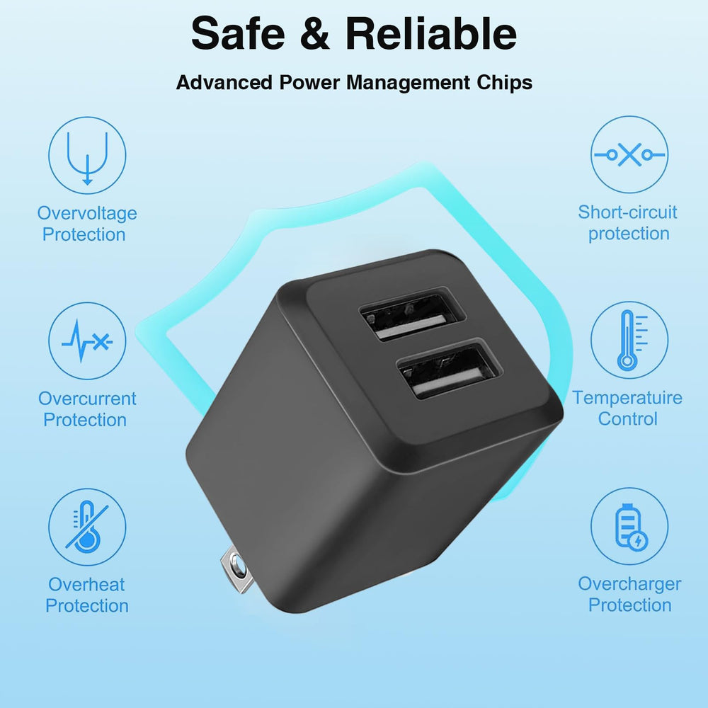 REKNA stacked ports illustrate dual charging capability with safety features.