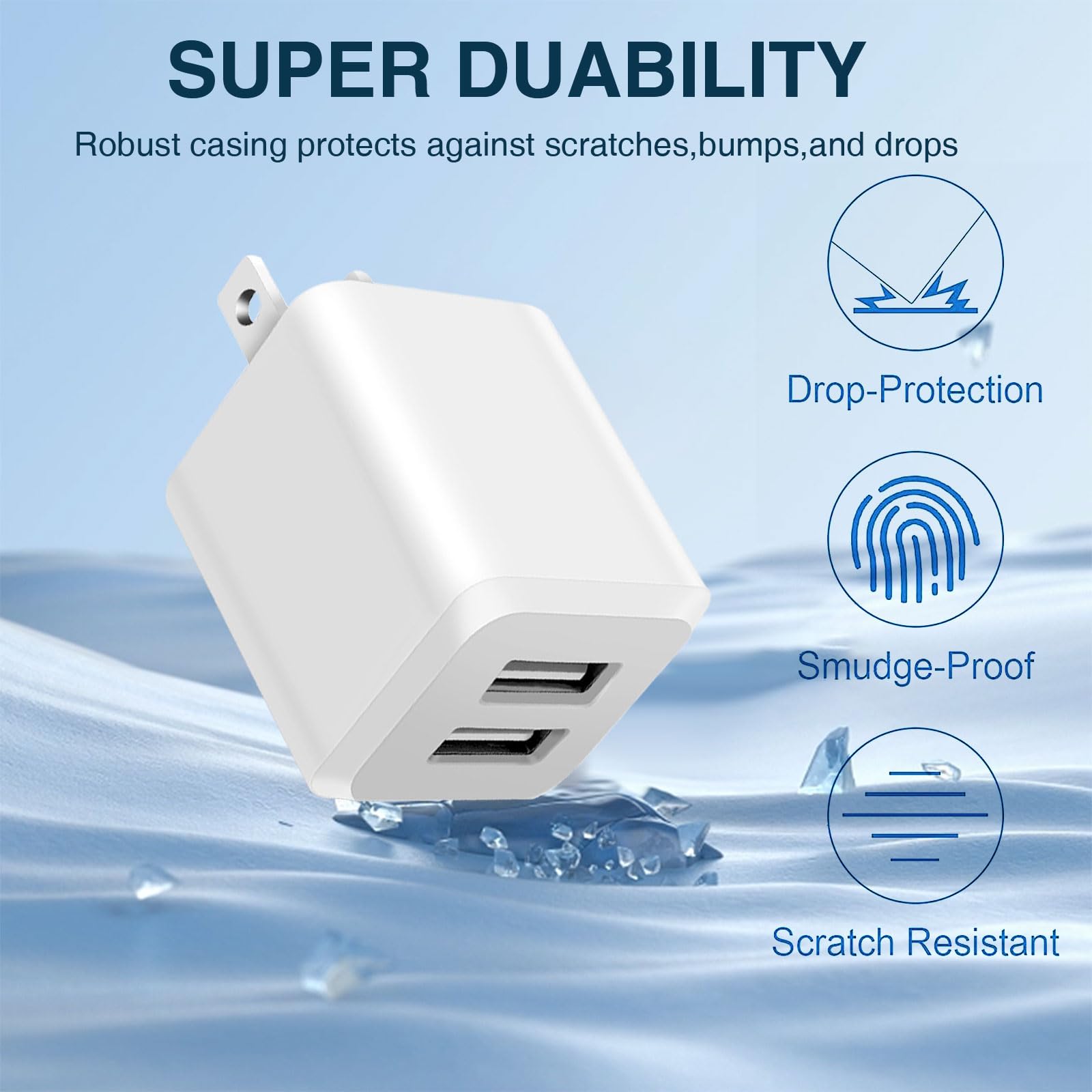 REKNA USB Wall Charger top view showing two USB-A ports