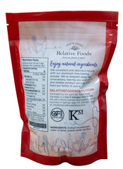 Relative Foods Baking Powder canister close-up shows aluminum-free formula.