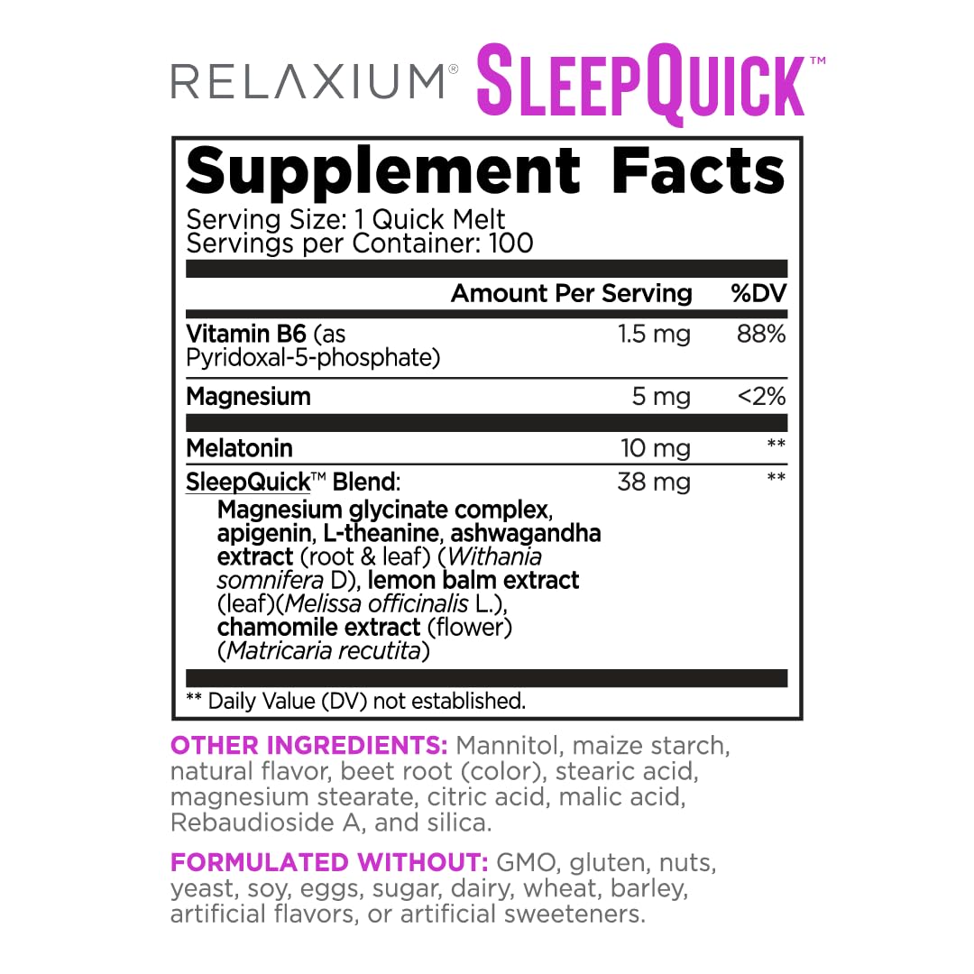 Relaxium Sleep Melts berry bottle closeup showing convenient nightly servings.