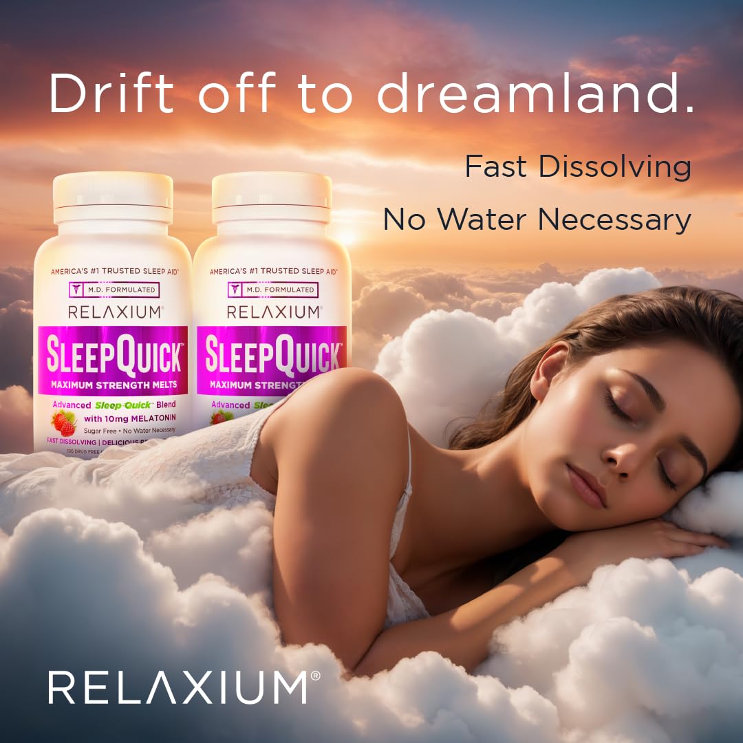 Relaxium Sleep Melts berry melt dissolving on tongue for quick use.