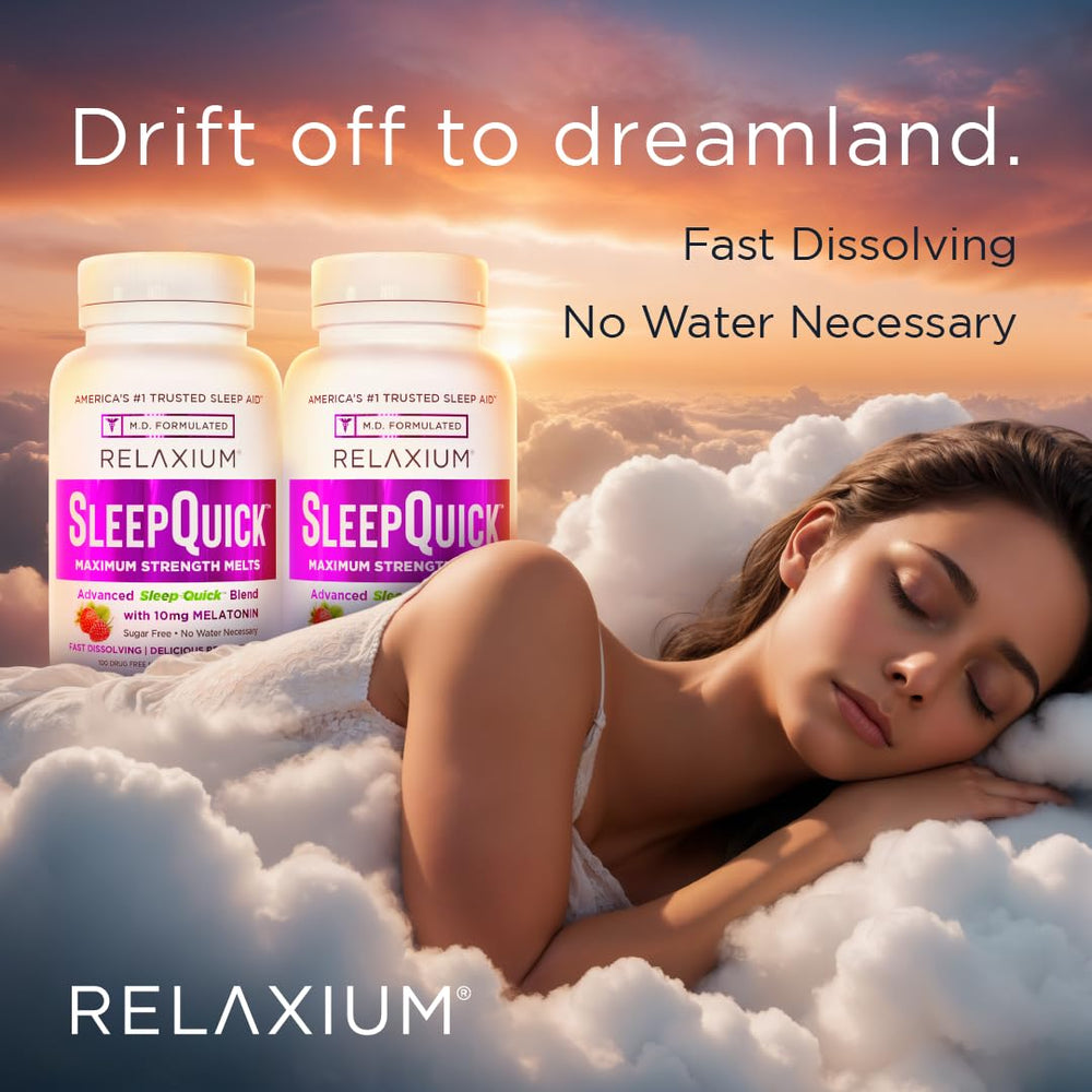 Relaxium Sleep Melts berry melt dissolving on tongue for quick use.