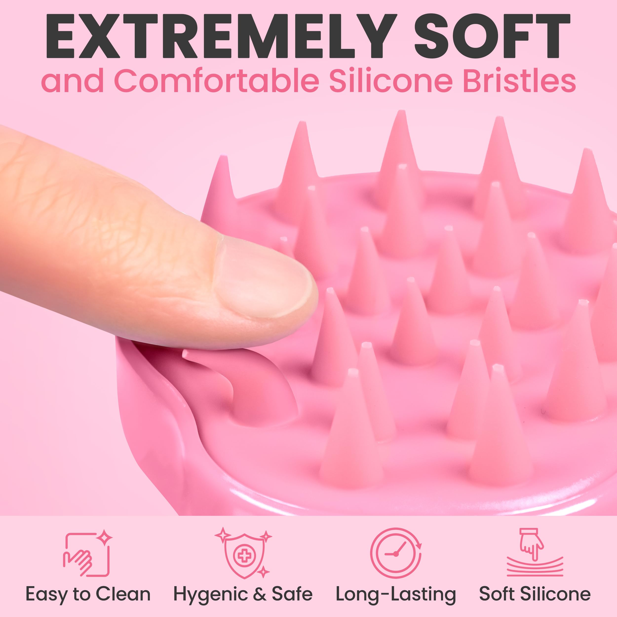 RELAXXO bristles suitable for all hair types, preventing pulling during use.