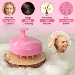 RELAXXO soft bristles close-up showing gentle exfoliation for a healthy scalp.
