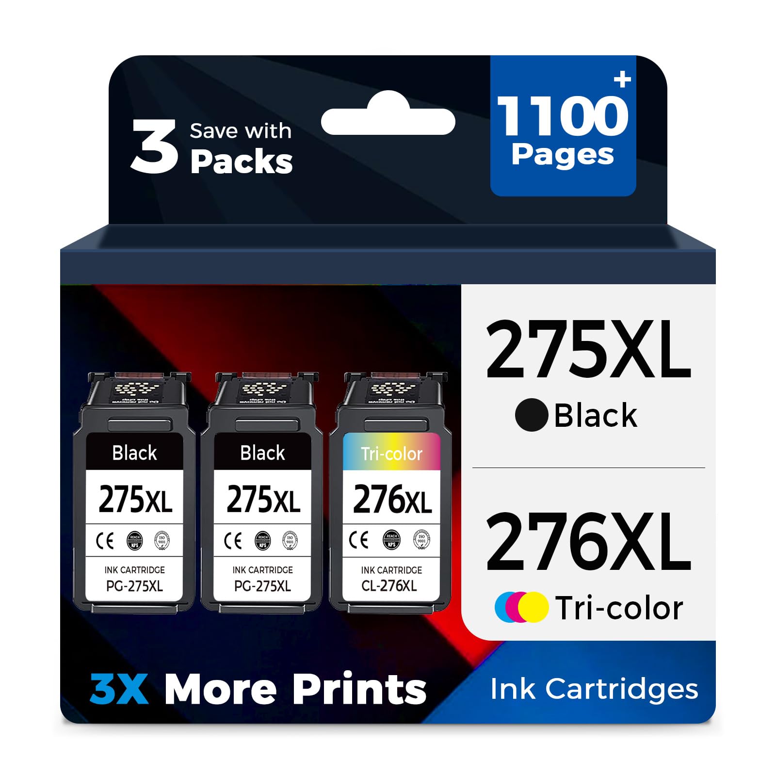 Relcolor Canon 275XL black ink cartridge two-pack delivers crisp black text