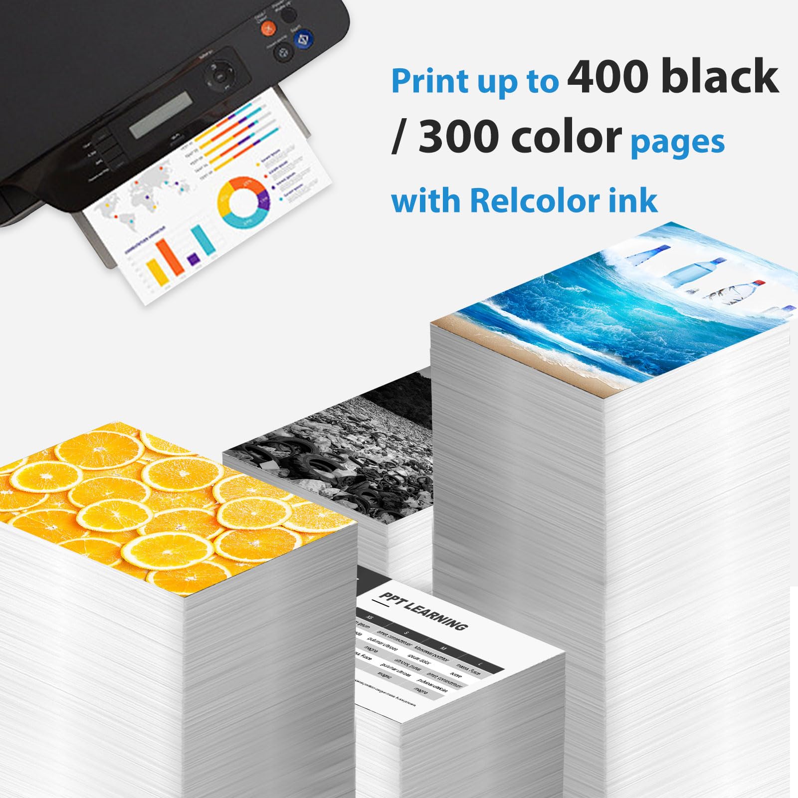 Relcolor Canon 275XL black ink cartridge closeup highlights reliable printing