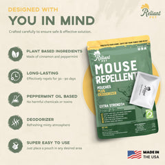 Reliant Pet mouse repellent pouches in closet demonstrate subtle protection for storage spaces.
