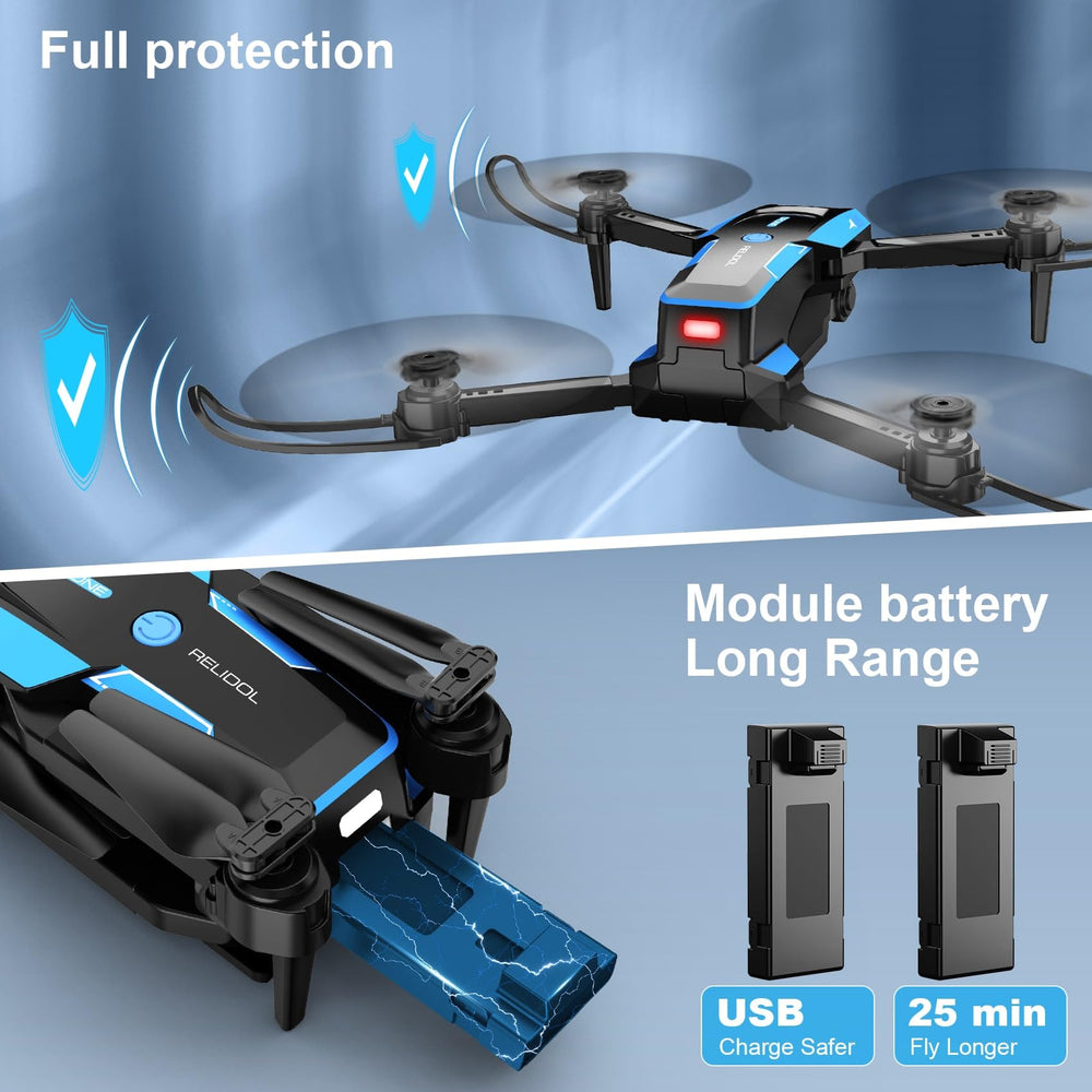 RELIDOL drone two batteries extend flight time to 25 minutes