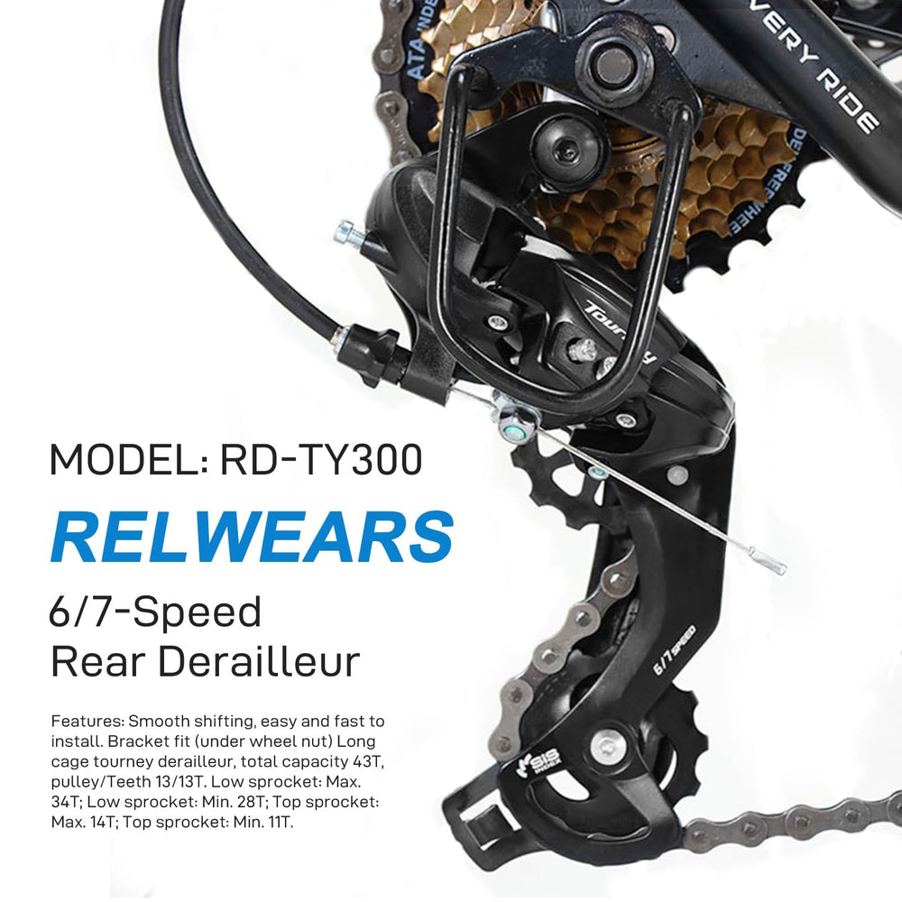 Relwears Ty300 6/7-speed derailleur smooth shifting on road and hybrid bikes
