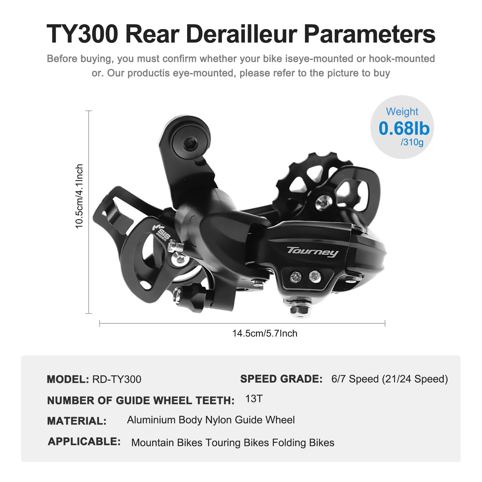 Relwears Ty300 long cage compatible with 6/7-speed SIS INDEX