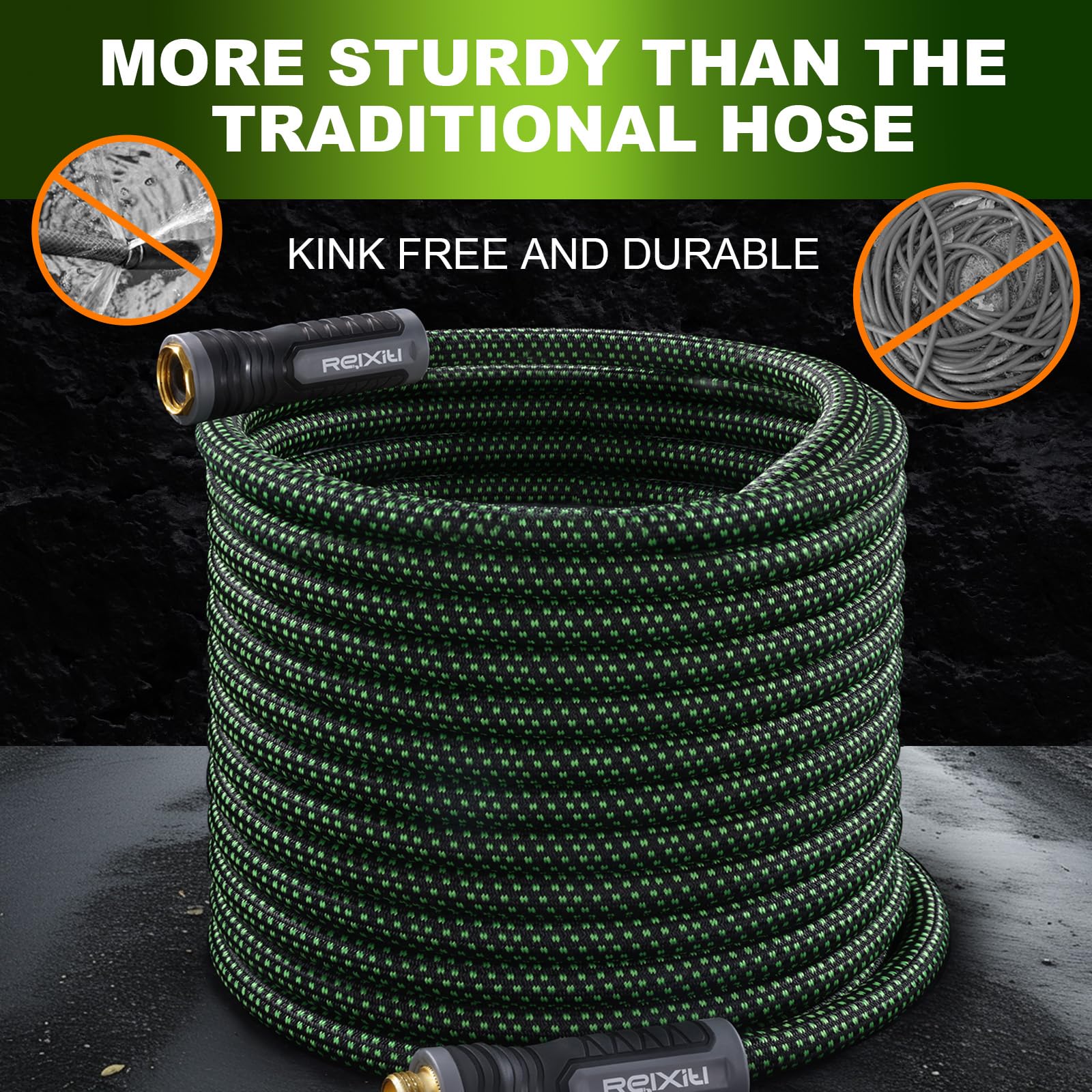 Relxitl garden hose kink-free design in action prevents bulging during high water pressure