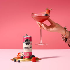 Remedy Liquid Kombucha Mixed Berry bubbles close-up, showing vibrant effervescence and berry notes.
