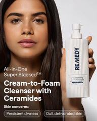 Remedy Science Ceramide NP Glycerin Panthenol ingredients close-up showing barrier-friendly hydration.