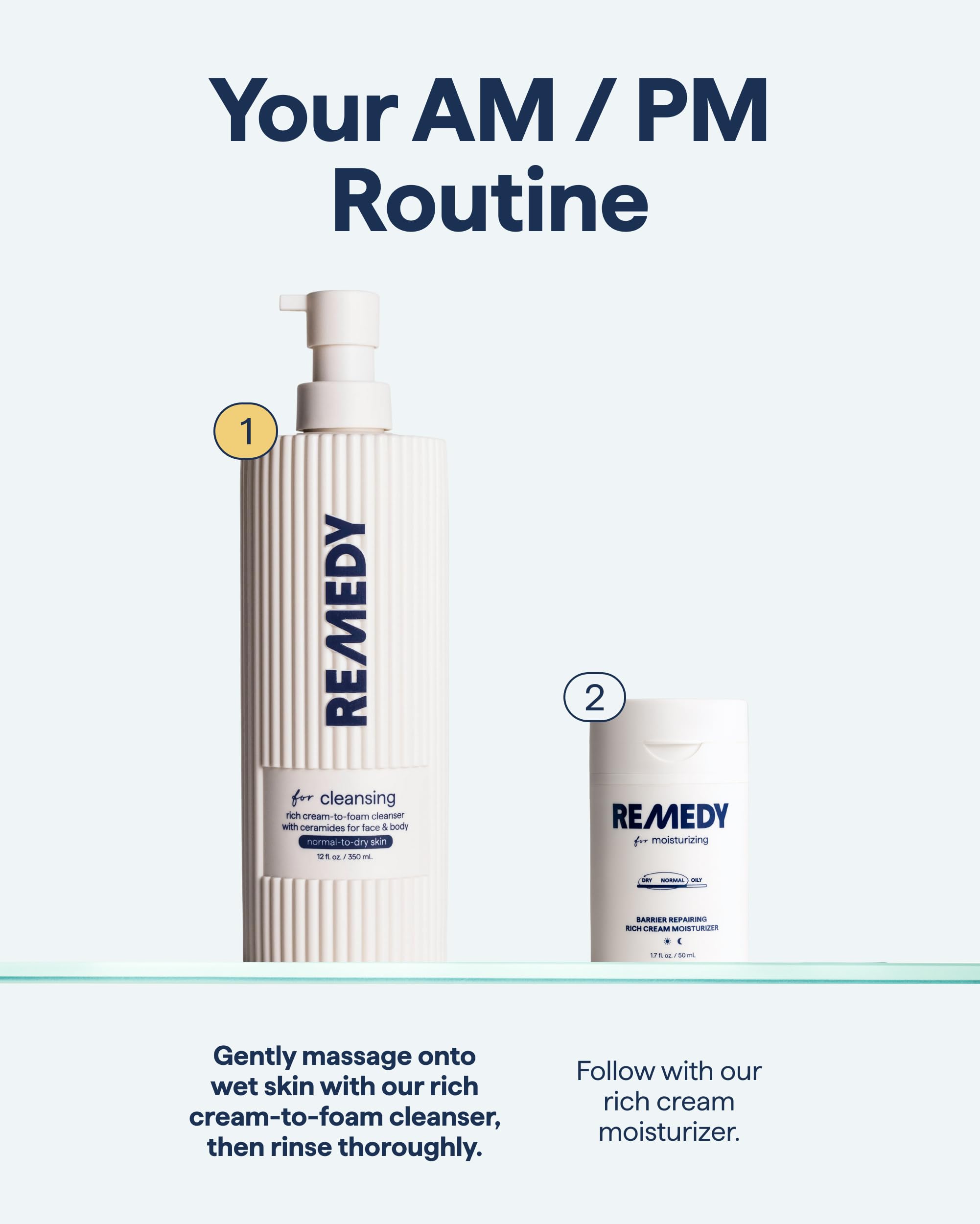 Remedy Science Cream-to-foam application in palm shows smooth slip.