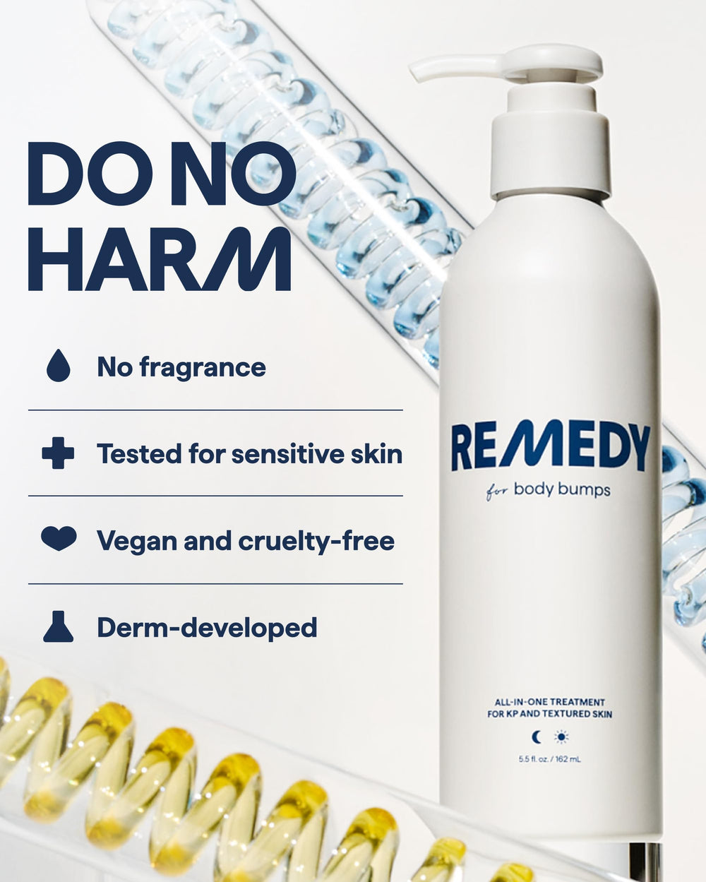 Remedy Science KP Exfoliating Body Moisturizer clinician branding mark signals dermatologist-inspired formulation.