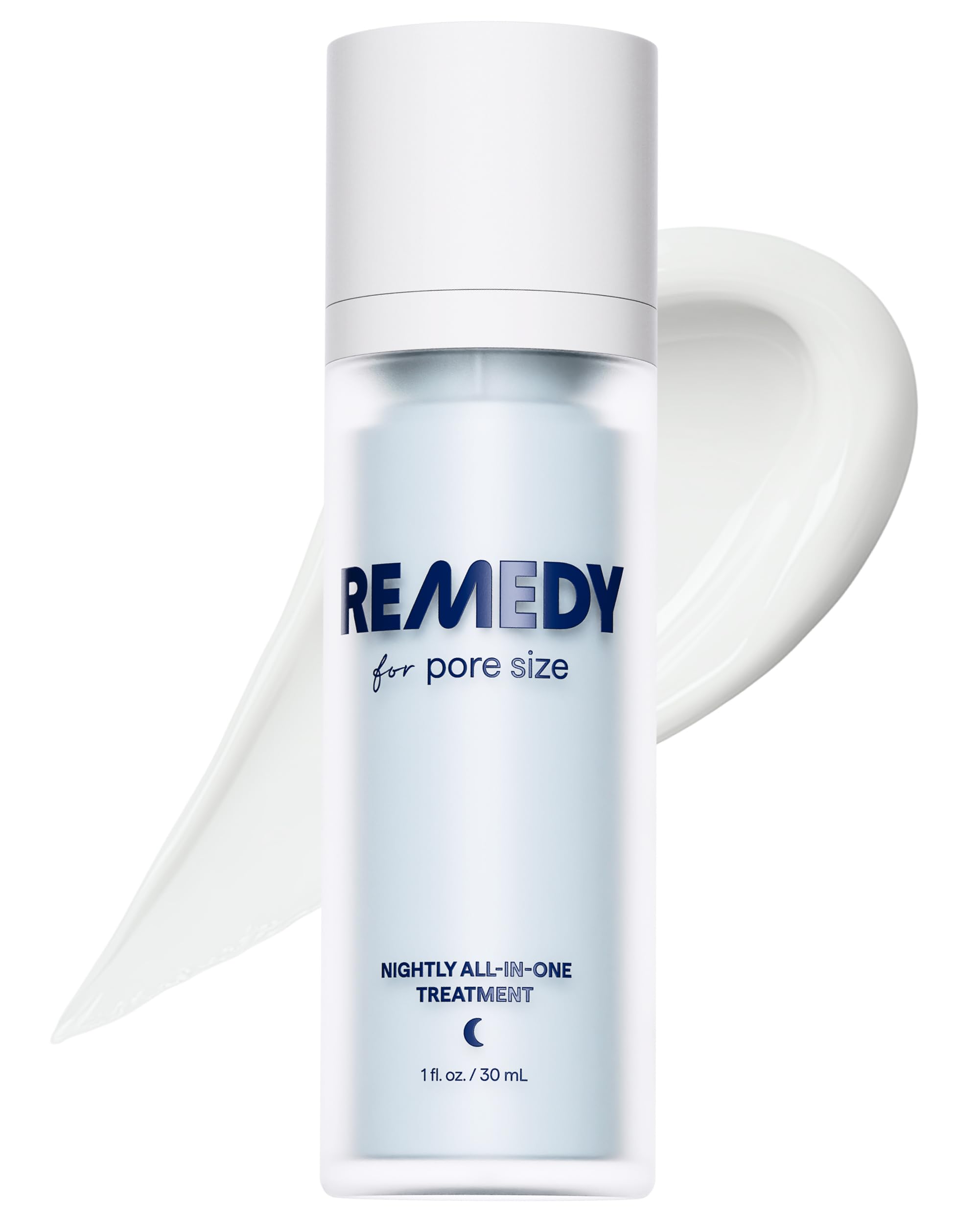Remedy Science Pore Size Serum bottle with pump for smooth nightly application.
