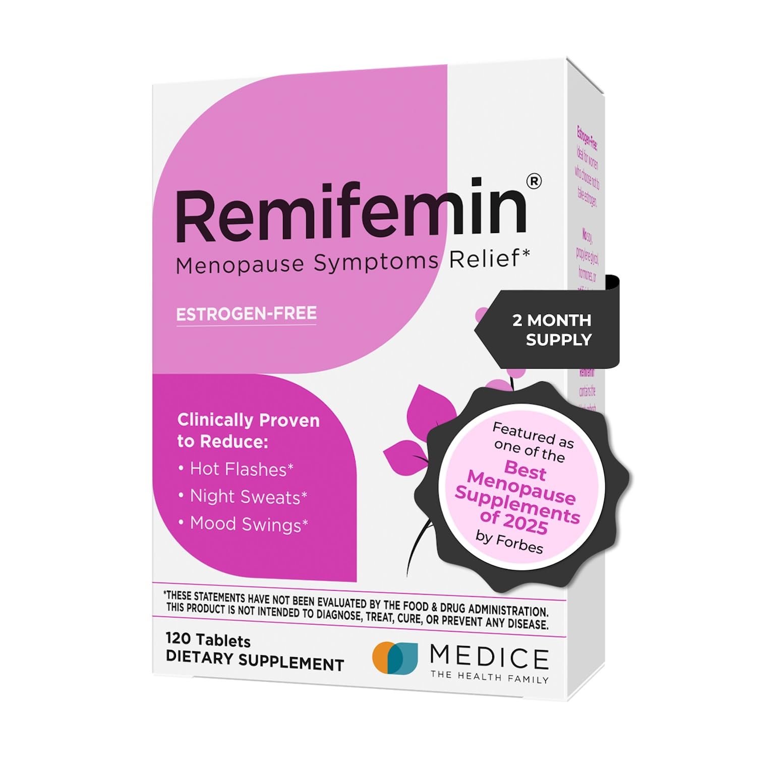 Remifemin bottle front view for menopause support and brand visibility.