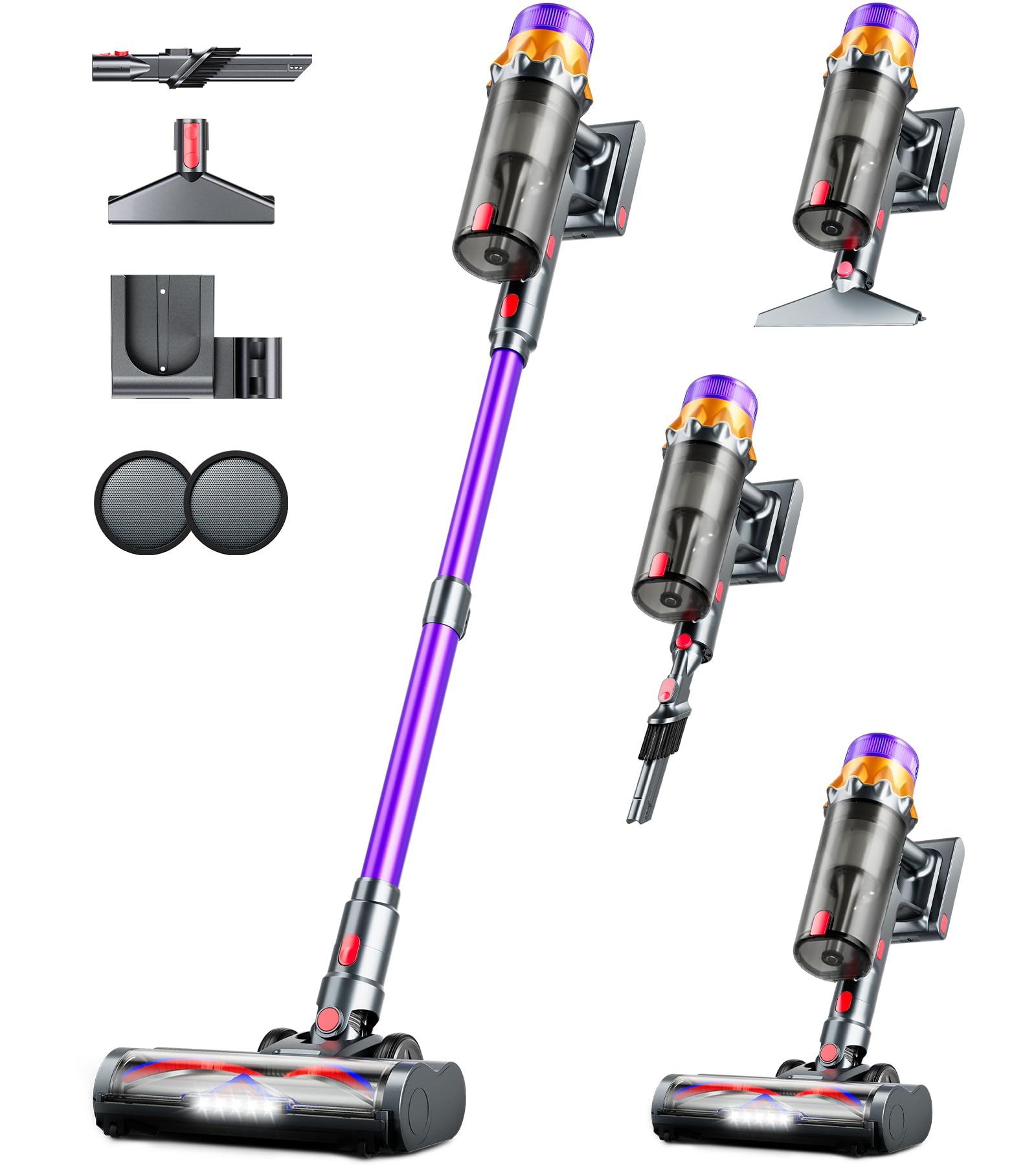 RENDOW cordless vacuum with 50KPa suction powers carpets