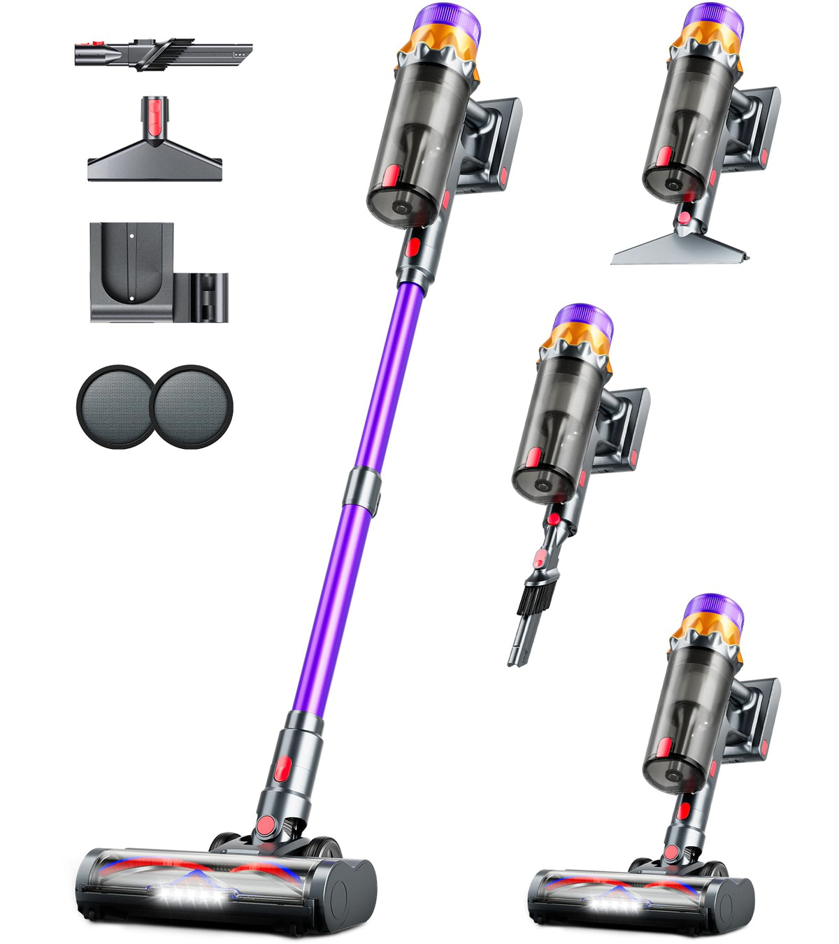 RENDOW cordless vacuum with 50KPa suction powers carpets