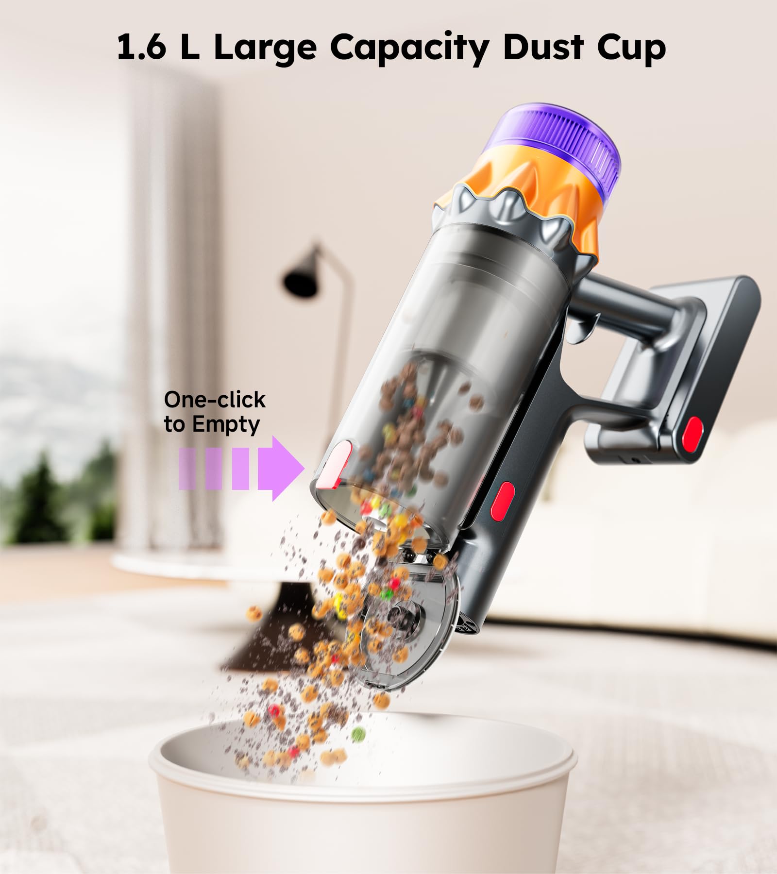 RENDOW 1.6L dustbin reduces frequent emptying