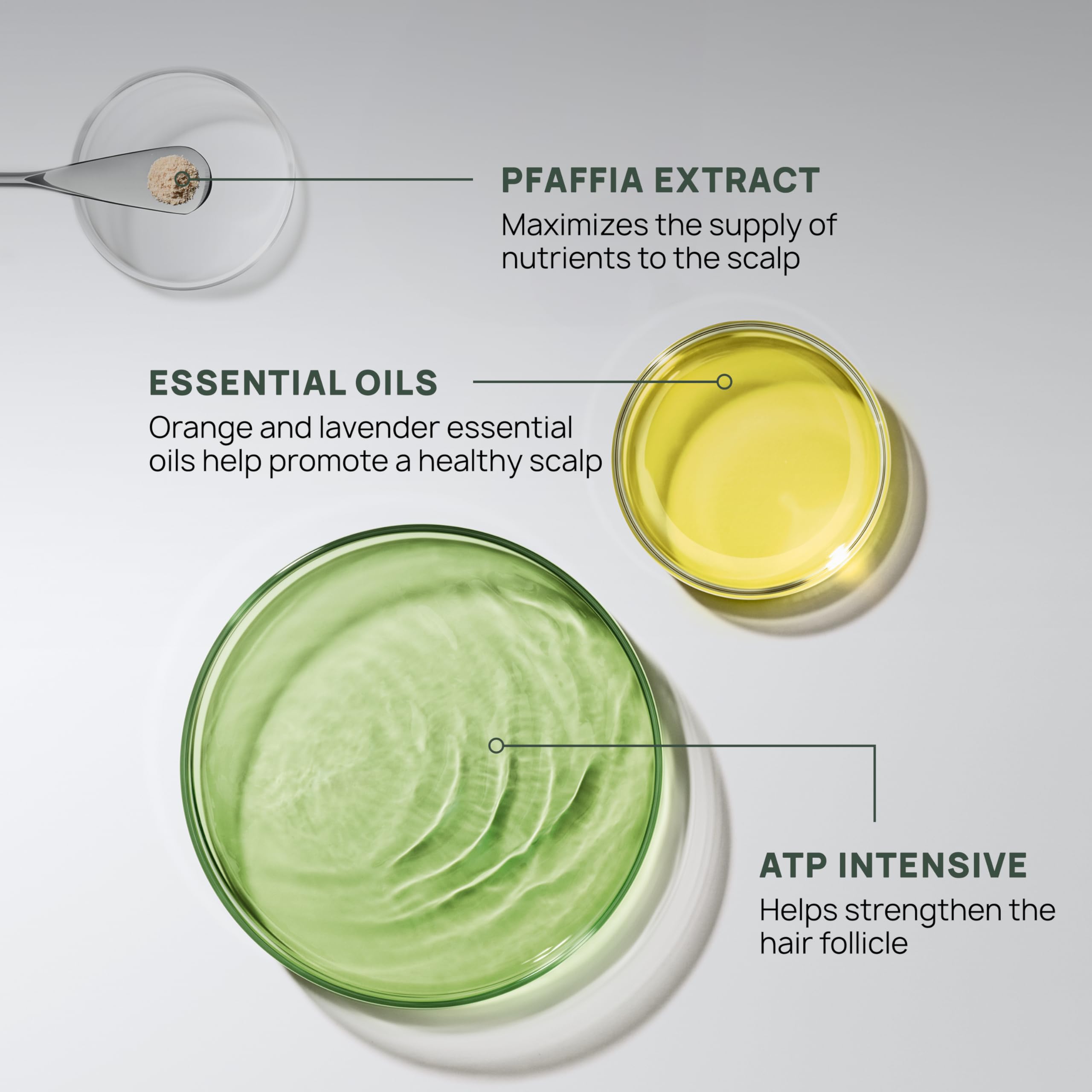 Close-up of René Furterer Triphasic serum bottle highlighting the drug-free formula.