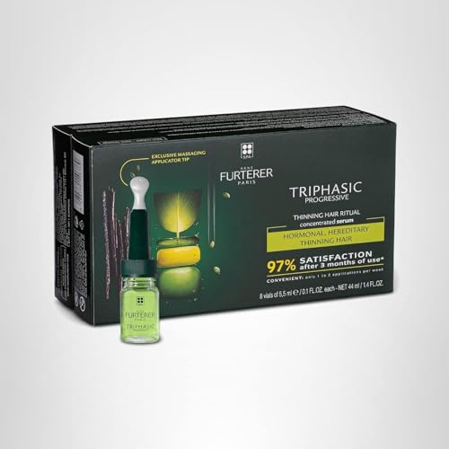 In-use René Furterer Triphasic serum supports daily scalp care routines.
