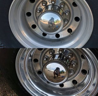 Renegade Pro Red with a machine buffer for fast, even polishing