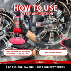 Renegade Pro Red polish used on wheels for a high-luster chrome appearance
