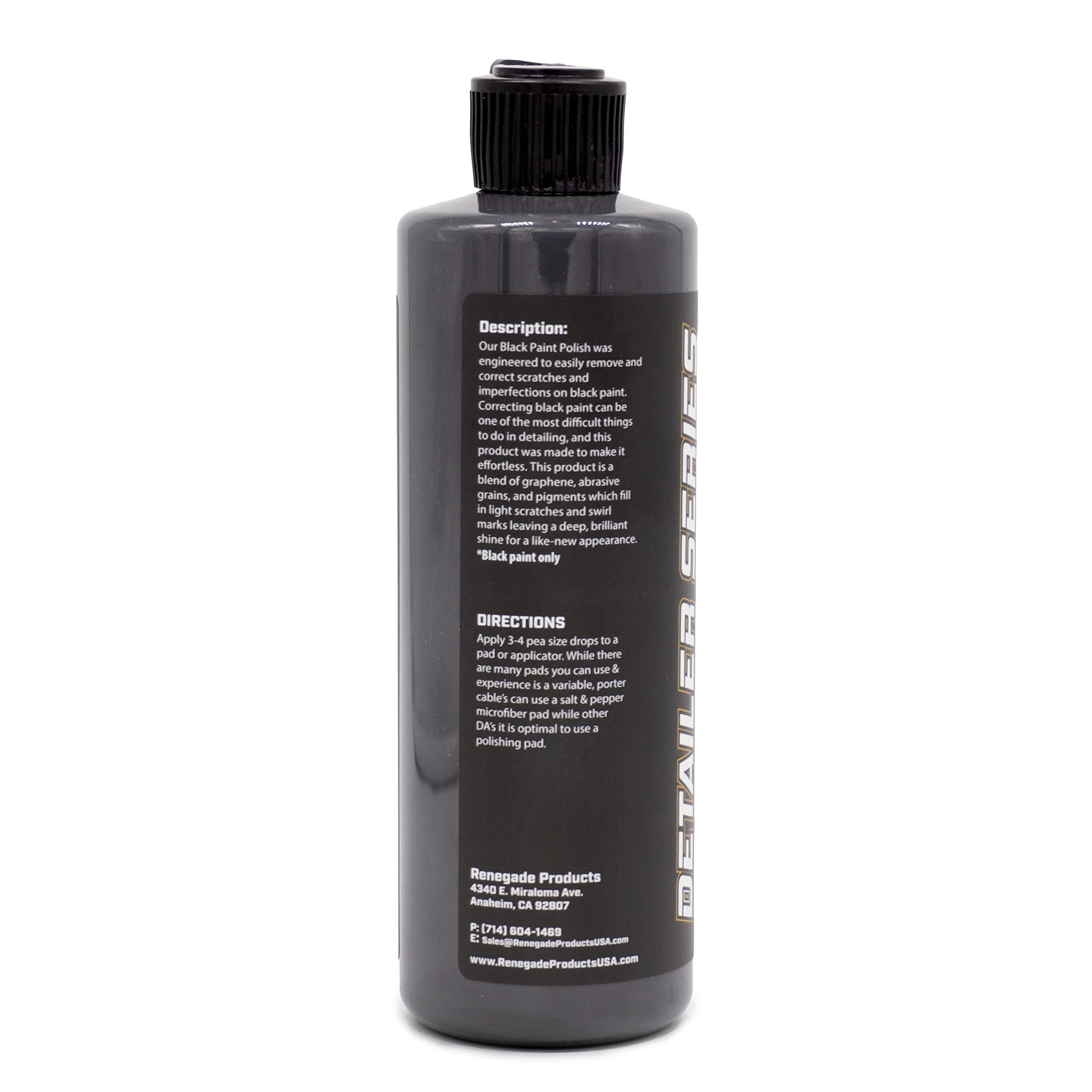 Renegade Products before-after comparison on black paint demonstrates dramatic enhancement.