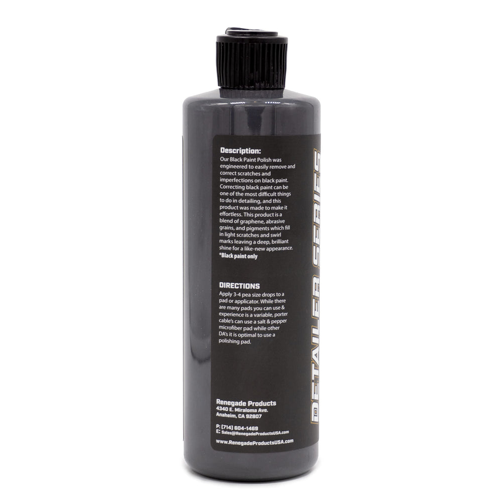 Renegade Products before-after comparison on black paint demonstrates dramatic enhancement.
