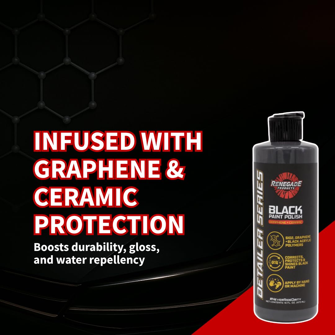 Renegade Products black paint polish yields a glossy, uniform surface.