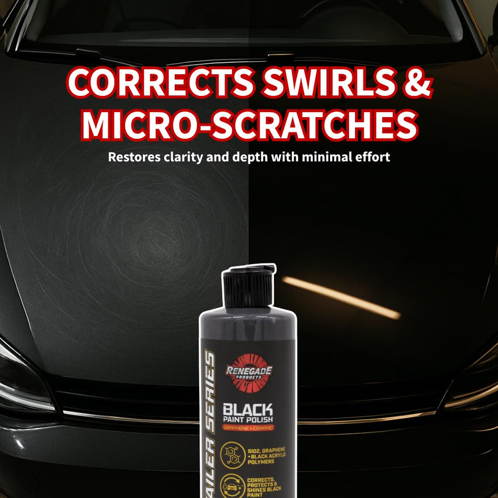Renegade Products UV resistance test sample shows preserved color depth on black panel.