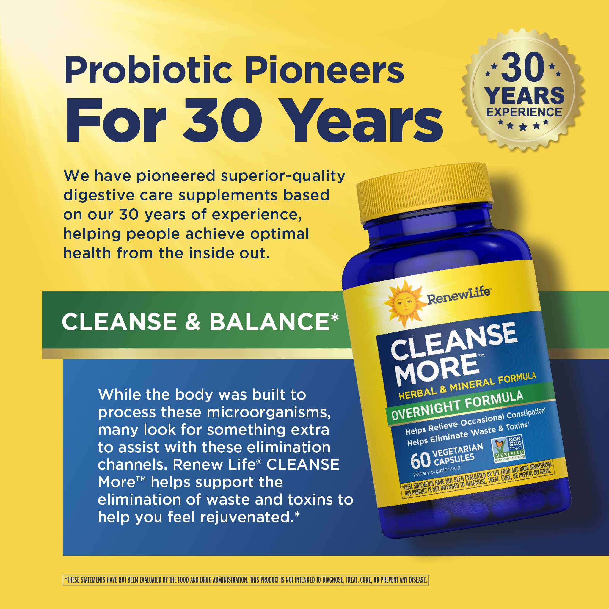 Packaging with usage directions for Renew Life Cleanse More overnight dosage