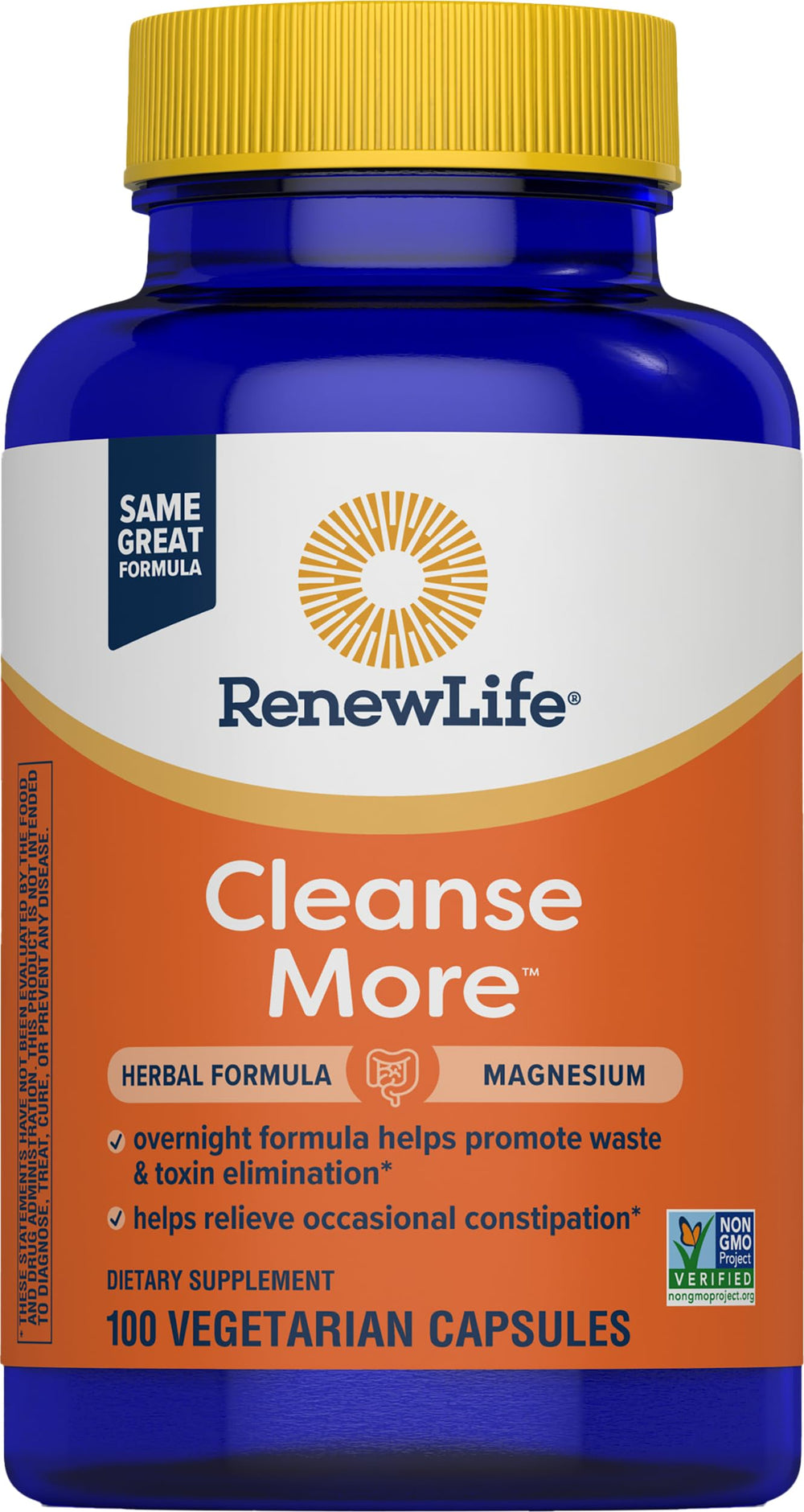 Renew Life Detox Cleanse More bottle for gentle overnight digestive support