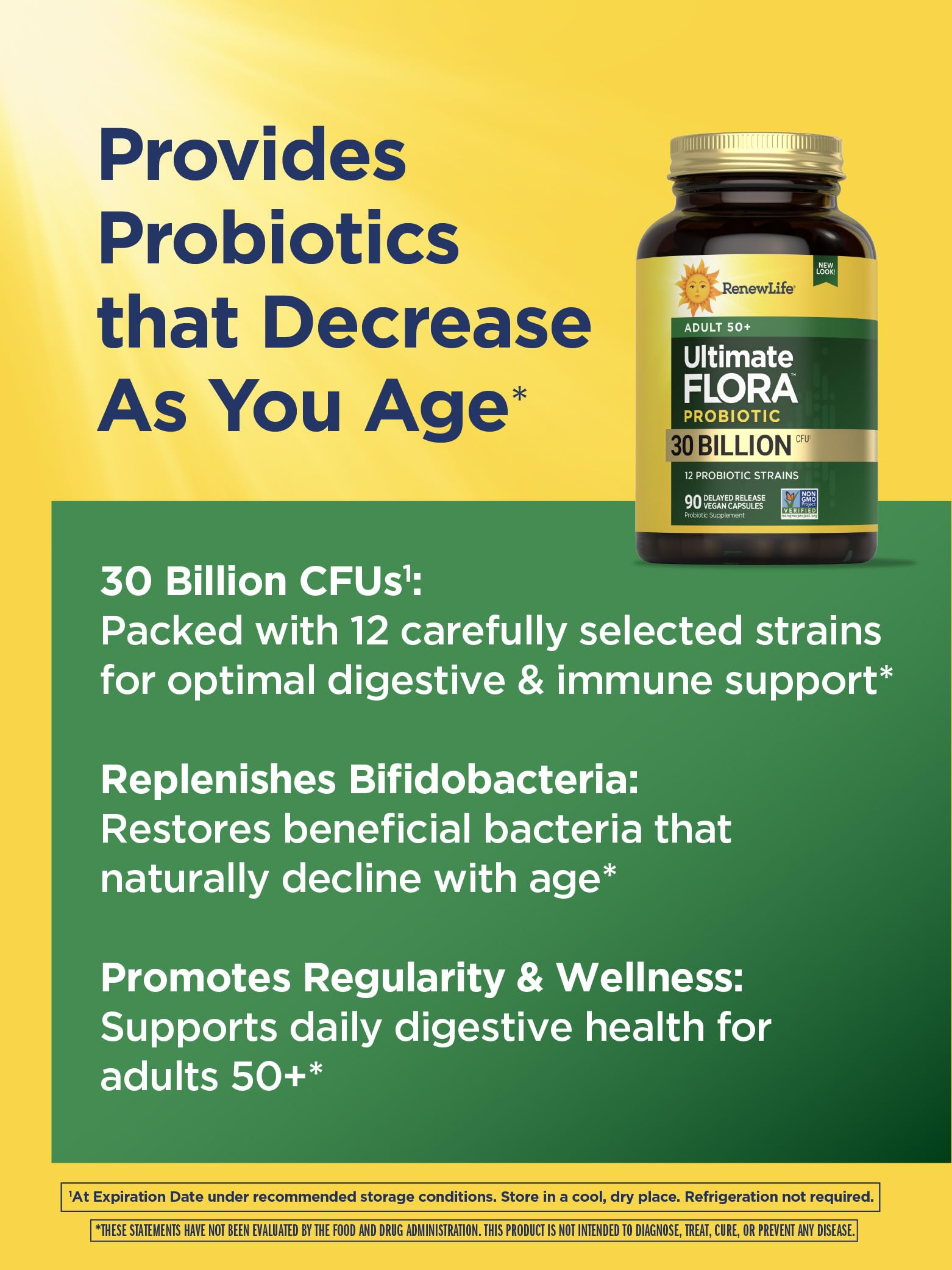 Capsules arranged in blister pack illustrating daily dosage of Renew Life probiotic.