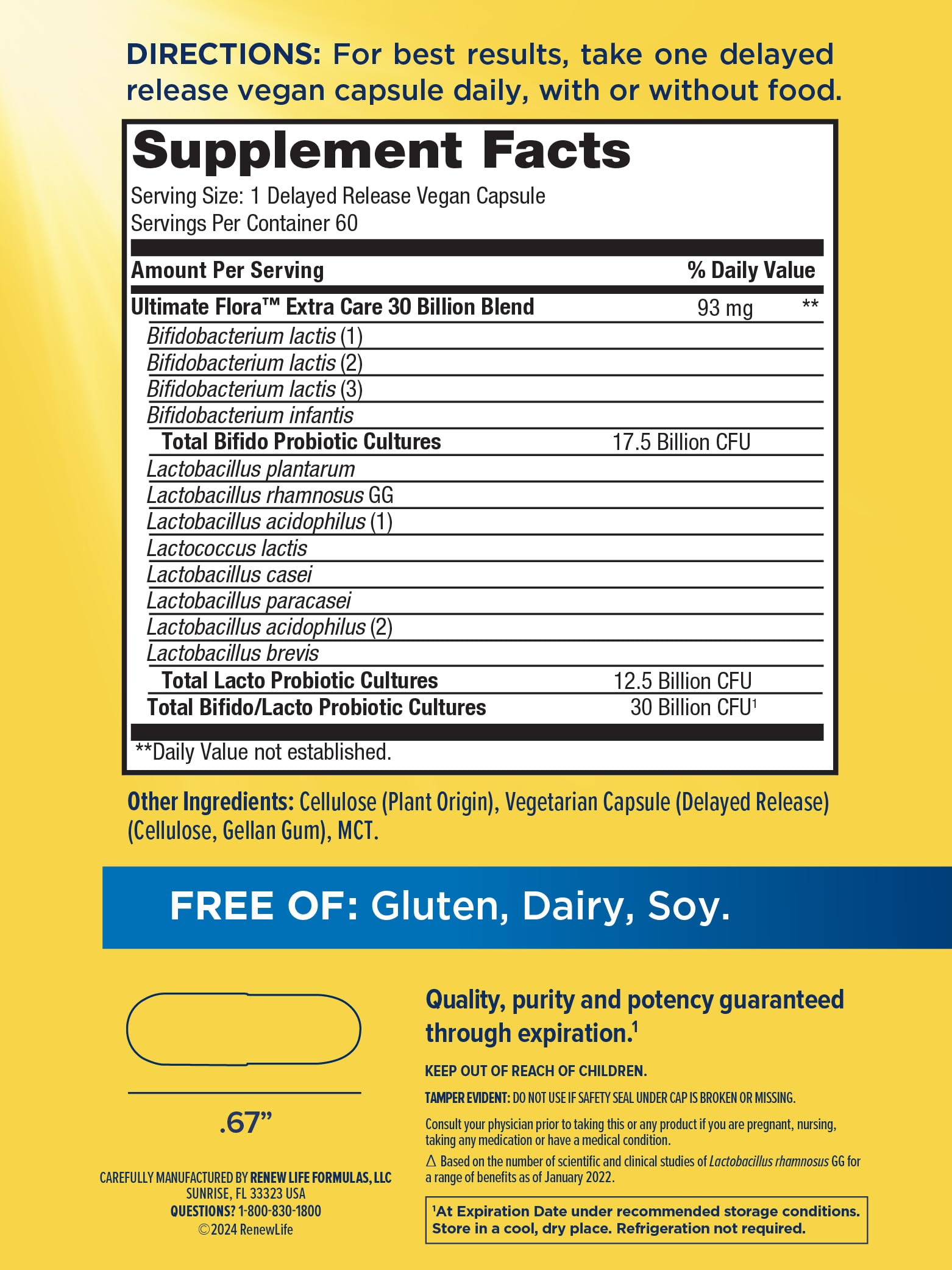 Renew Life probiotic 12-strain graphic highlighting diverse gut health benefits.