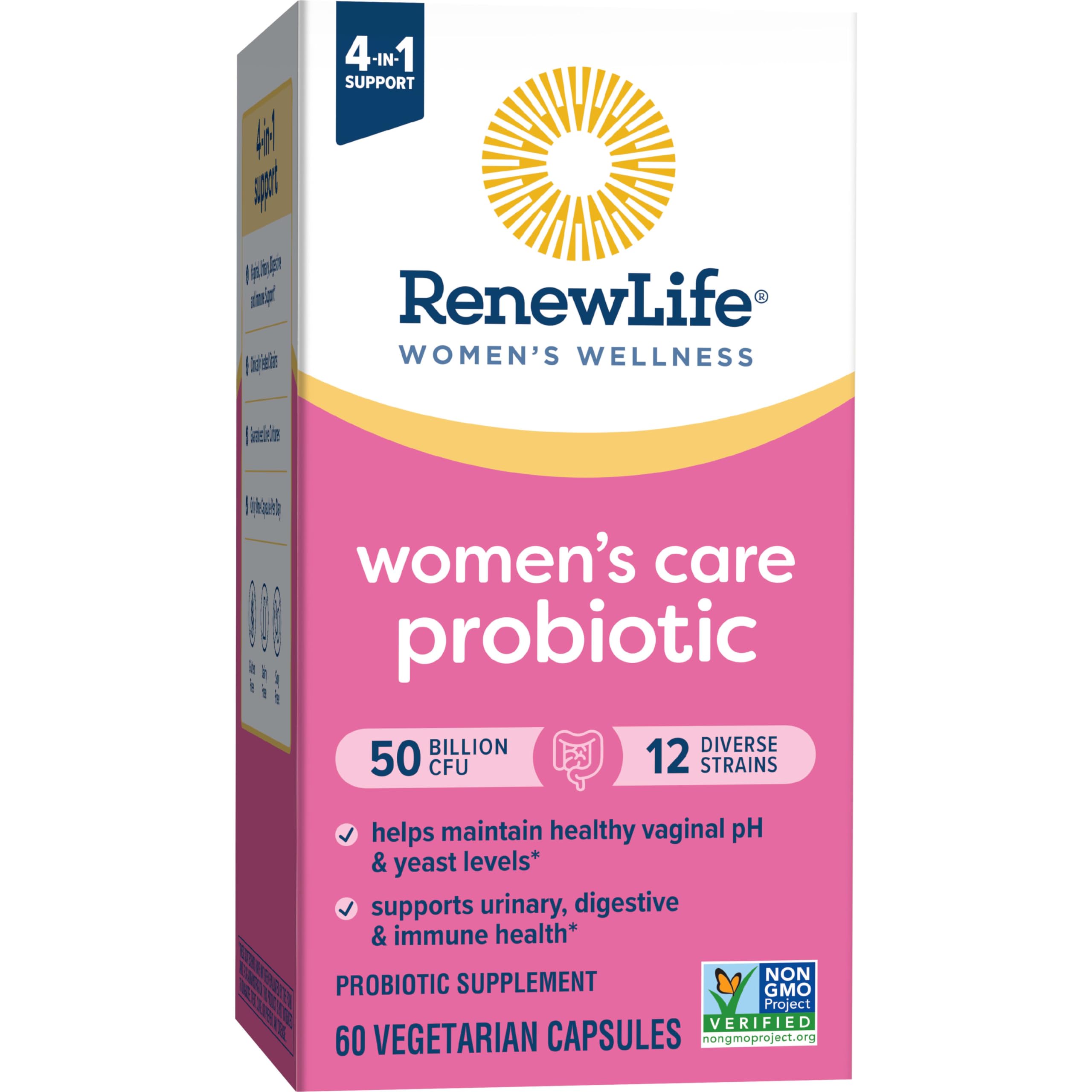 Made in the USA quality mark on Renew Life probiotic packaging