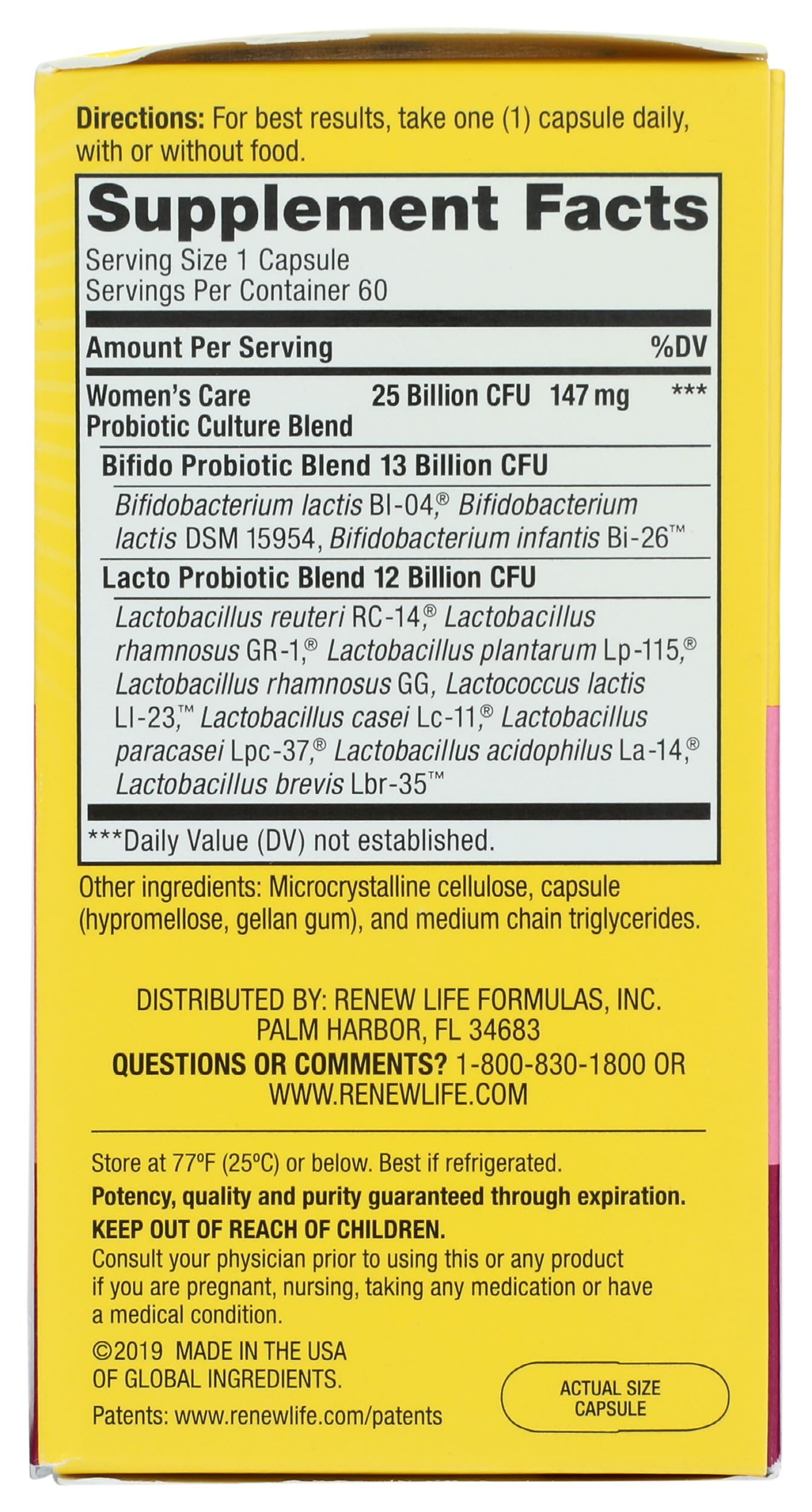 Renew Life Women’s Wellness bottle displayed on a shelf for everyday wellness use.