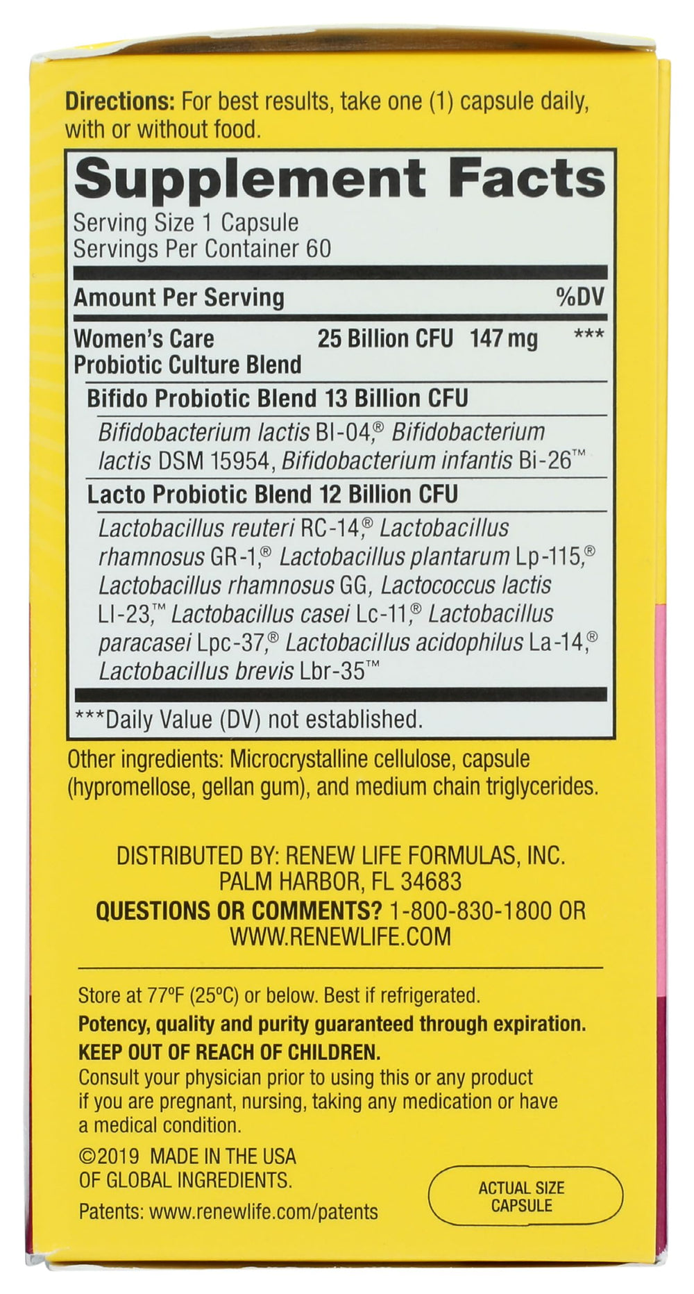 Renew Life Women’s Wellness bottle displayed on a shelf for everyday wellness use.