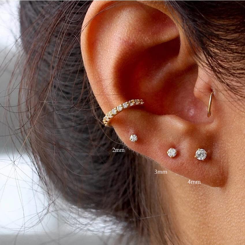 Renkovte gold-plated tiny CZ stud adds subtle sparkle to outfits