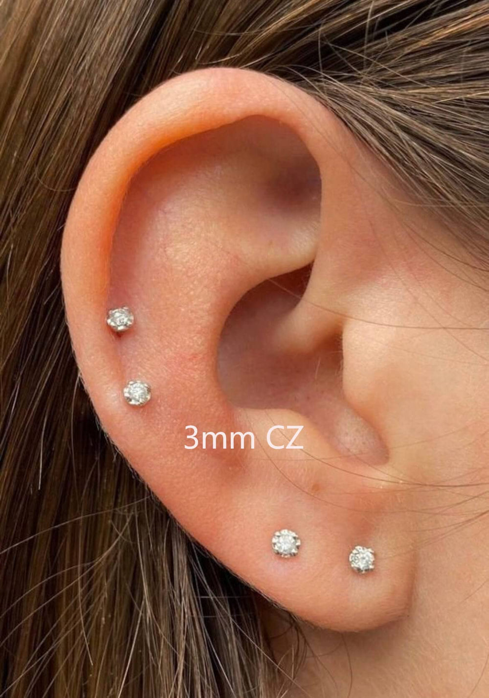 Renkovte tiny CZ screw-back cartilage stud for comfortable wear