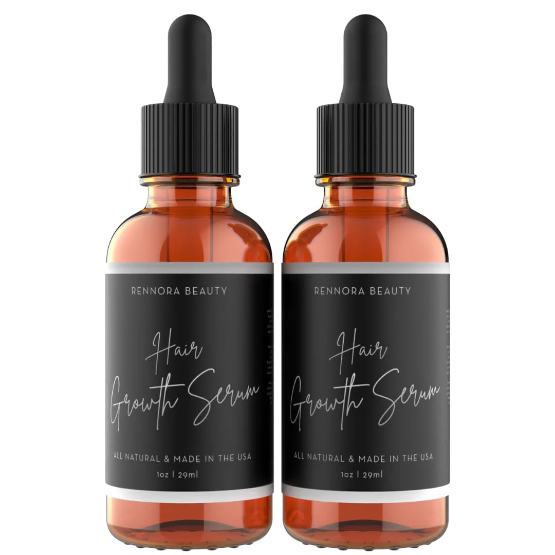 Rennora Beauty Hair Growth Serum bottle front showing herbal formula for scalp vitality.