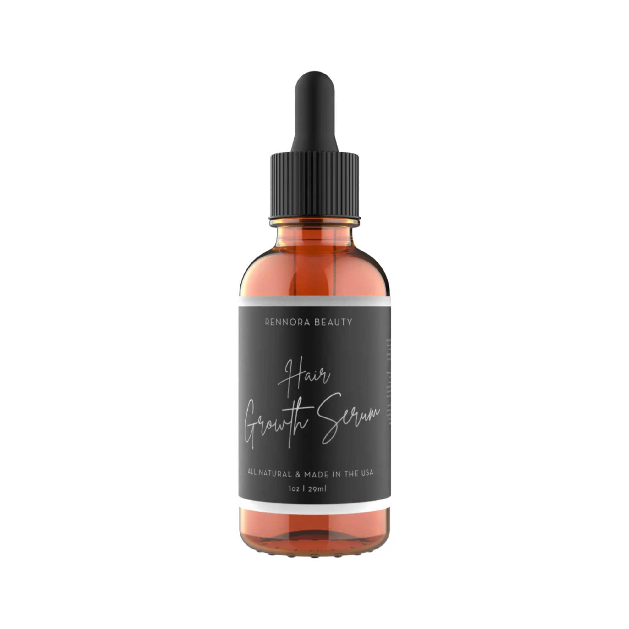 Rennora Beauty Hair Growth Serum bottle showcasing the organic formula for scalp nourishment.