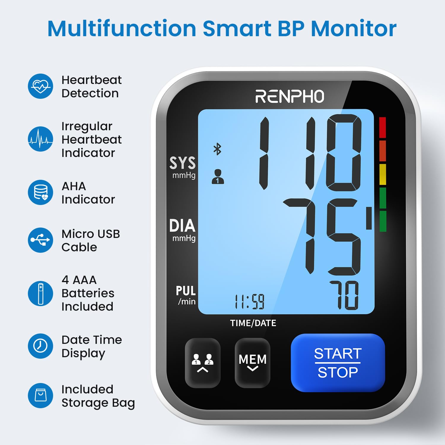 RENPHO BP Monitor Bluetooth sync to Renpho Health app