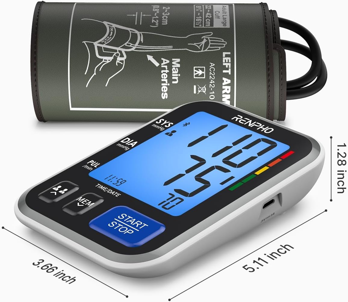 RENPHO Smart Blood Pressure Monitor box with cuff and guide